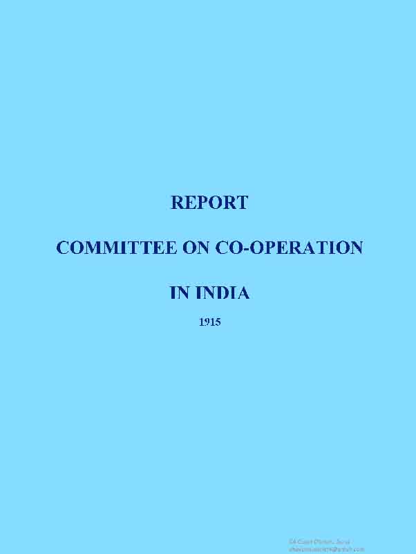 Report Committee on Co-operation in India