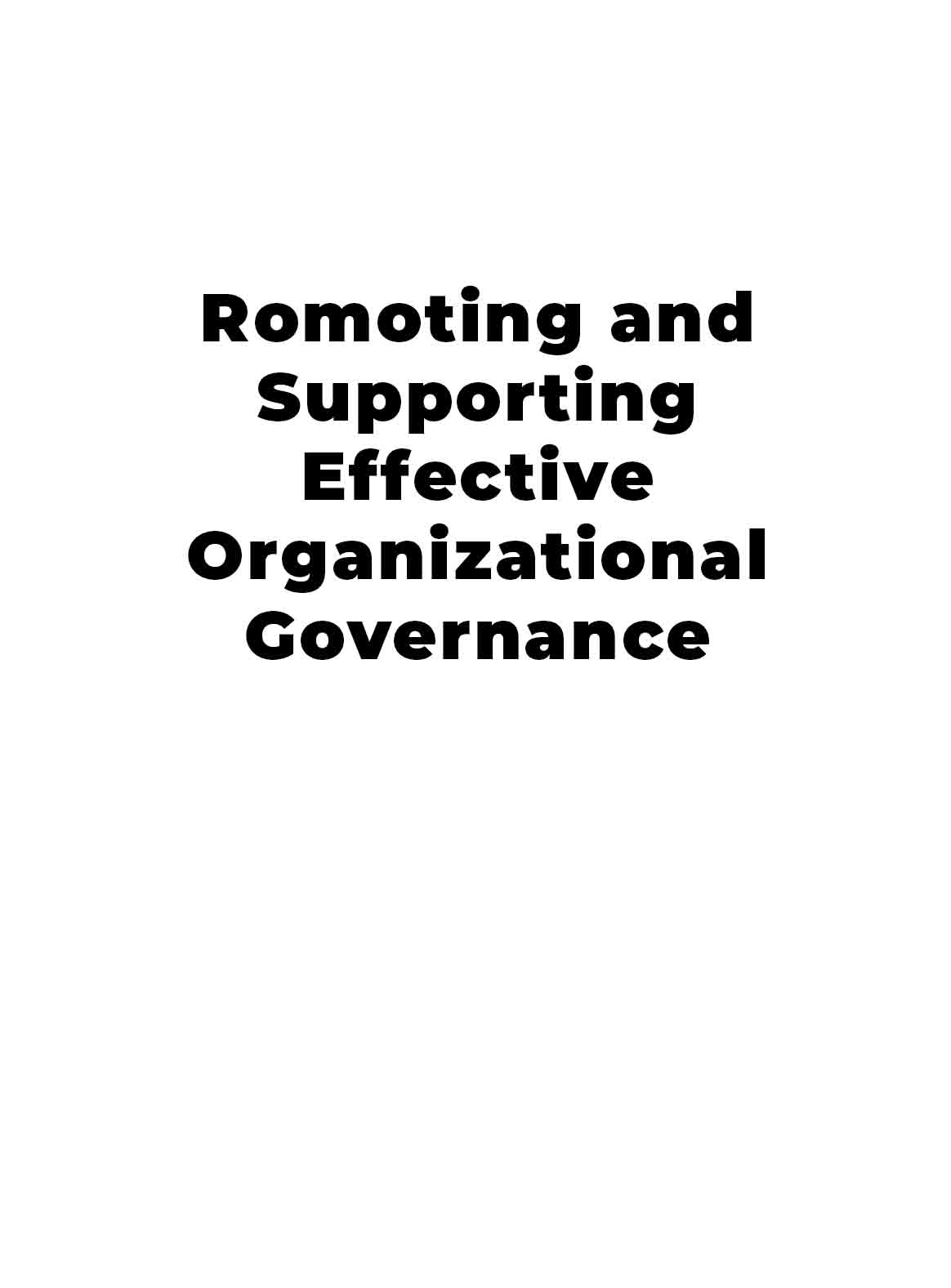 romoting and Supporting Effective Organizational Governance