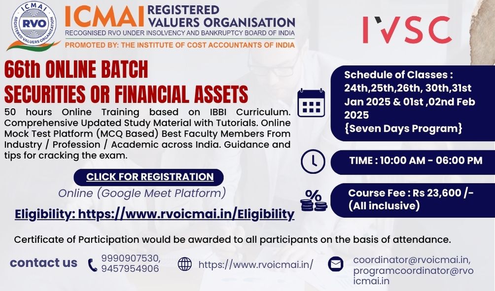 66th Online Batch Securities or Financial Assets