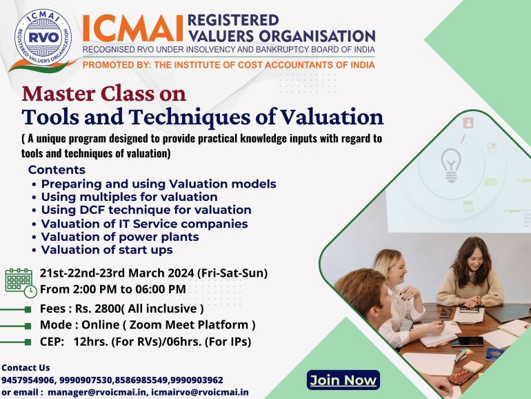 Master Class on Tools and Techniques of Valuation