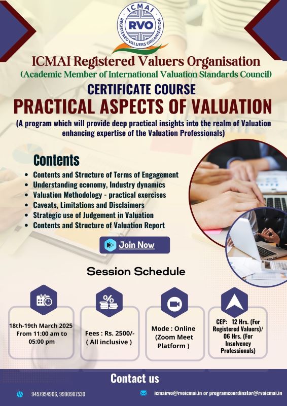 Certificate Course Practical Aspects of Valuation 