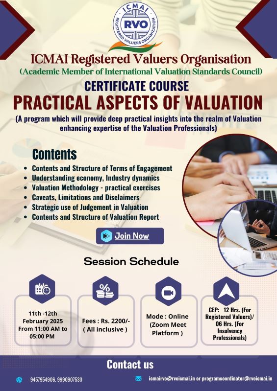 Certificate Course Practical Aspects of Valuation