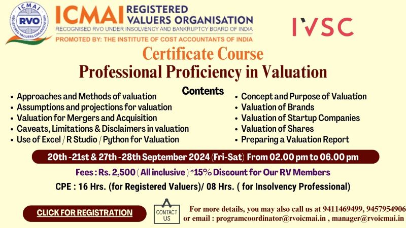 Certificate Course Professional Proficiency in Valuation