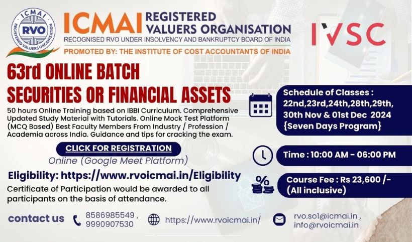 63rd Online batch of  Securities or financial Assets