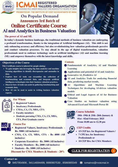 03rd Batch Online Certificate Course AI and Analytics in Business Valuation